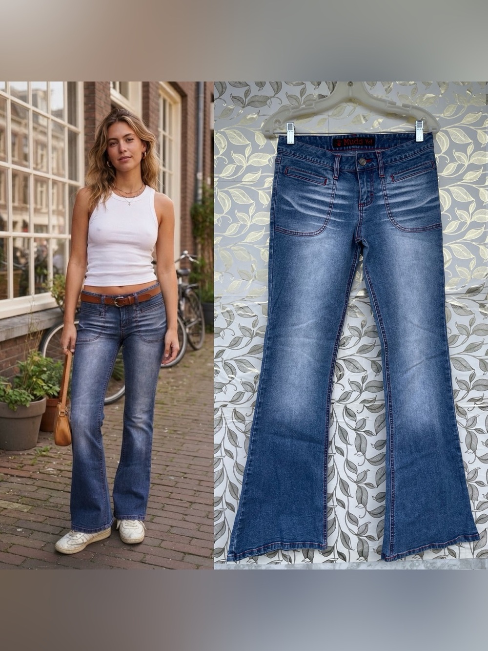 Early 2000s Vintage Mudd Low Rise Flare Denim Jeans 28 Retro McBling